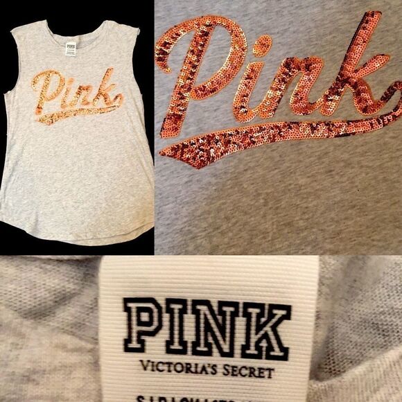 PINK Victoria's Secret Tops - VS PINK Cut Sleeve Bling Tank